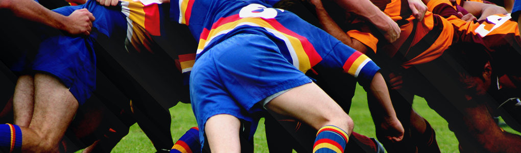 Close up image of a rugby scrum